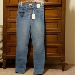 J.Crew 9" high rise jeans with exposed buttons NWT